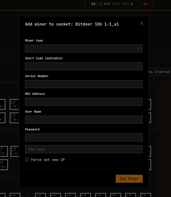Register Miner Form